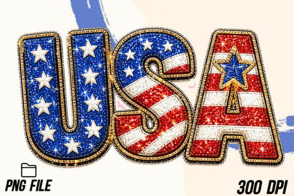 Celebrate Independence Day with High-Resolution Glitter USA 4th of July PNG Sublimation