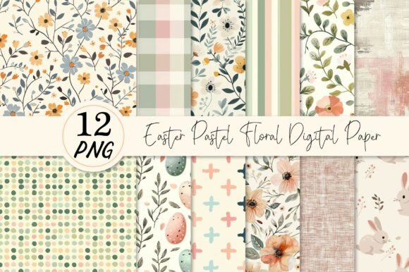 Elevate Your Spring Crafts with High-Resolution Easter Pastel Floral Digital Paper