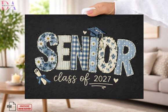 Integrating the Senior 2027 Blue Floral Patch PNG into Professional Creative Workflows