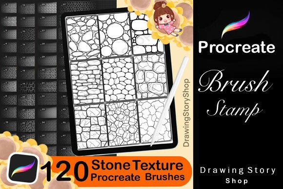 Master Stone Textures: 120 Procreate Manga Brushes