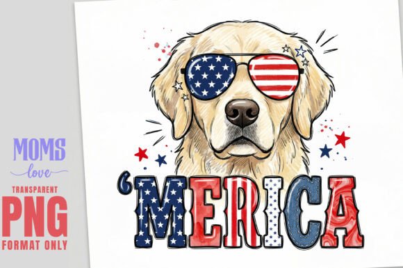Merica Dog 4th of July PNG Design